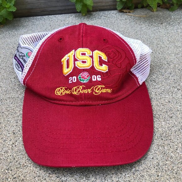 VTG 2006 USC Rose Bowl Game Trucker Hat Men's One Size Trojans Red Adjustable - Picture 1 of 5
